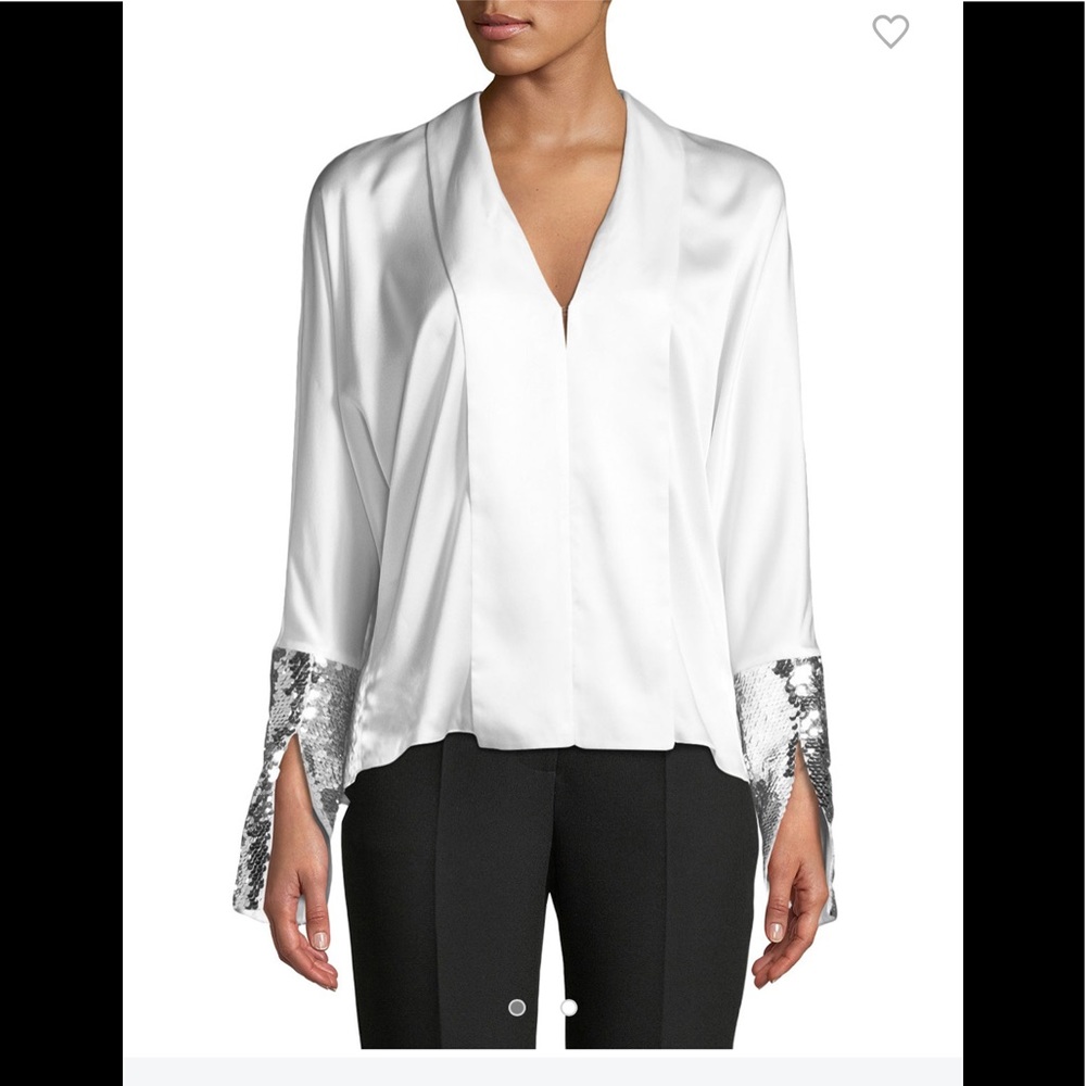 Sachin + Babi silk and sequin cuff Valens top size M